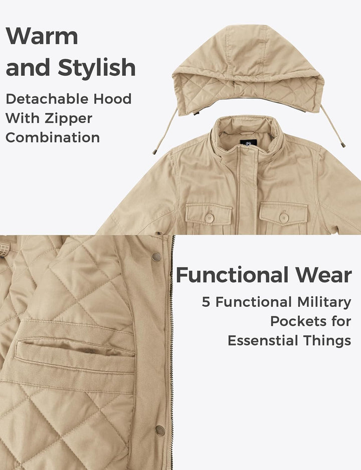 Wantdo Damen Klassische Baumwoll Jacke Warmer Fleece Mantel Winter Outdoor Parka Jacke Mittellanger