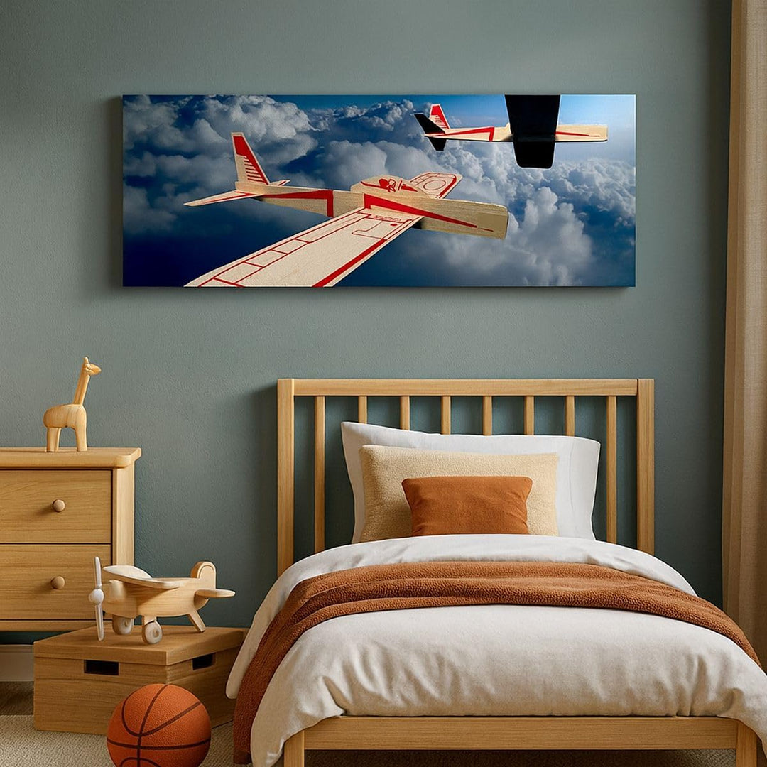 Wandbilder Dekoration Wohnzimmer Segelflugzeuge fliegen hoch Modell Bilder auf Leinwand 120x50cm Lei