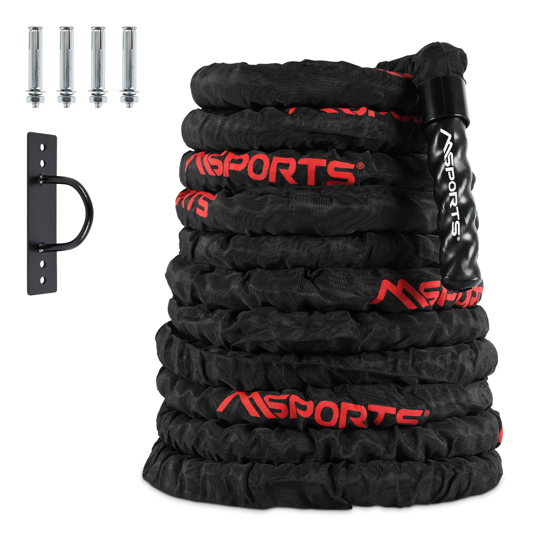 MSPORTS Battle Rope Professional Studio Qualität | Länge: 15 m | Durchmesser: 5 cm | Trainingsseil S