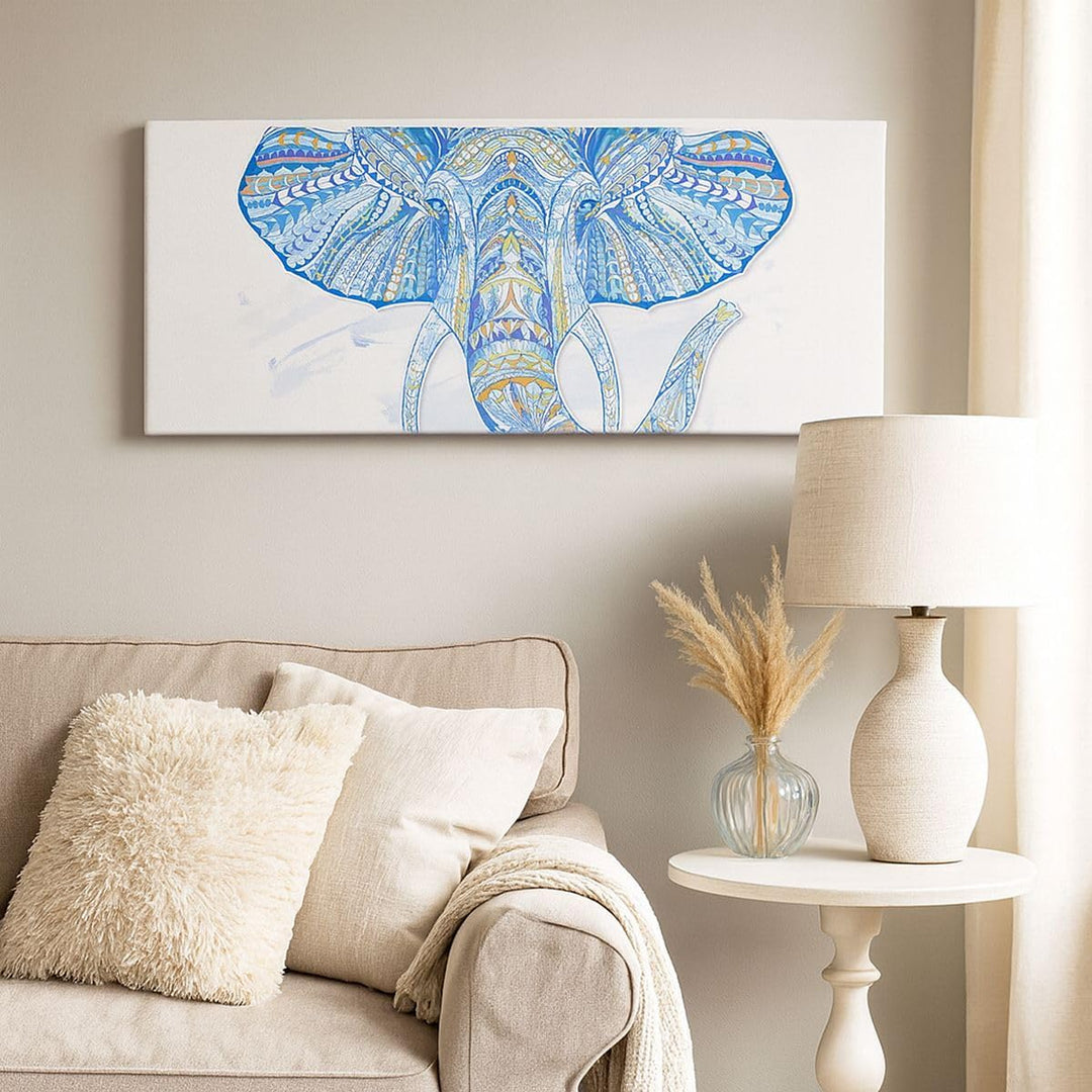 Panorama Bilder auf Leinwand 100x40cm Leinwandbild Elefant Muster Tierwelt Afrika Gross Wanddeko Bil