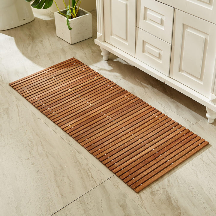 Badematte Holz, Teakholz rutschfest Badvorleger, Duschmatte, Holzduschmatte, Badezimmerteppich, Dusc