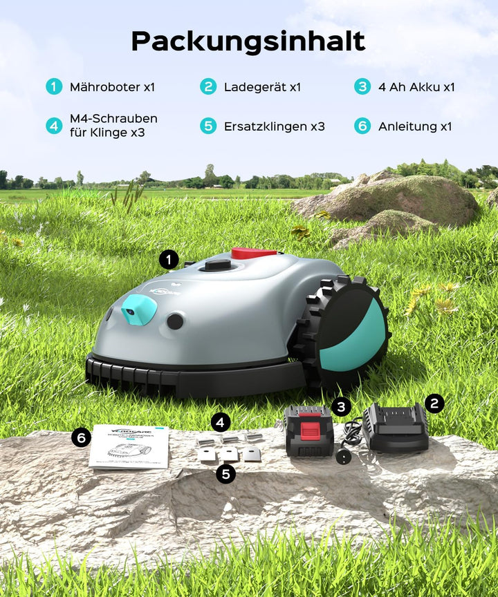 V100 Mähroboter ohne Begrenzungskabel, mit Vision Navigation, Spiralschnitt, 150 Hinderniserkennung,