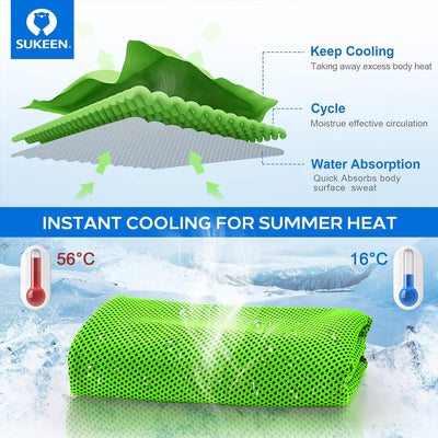 Kühltuch Set, kühlendes Handtuch Kühltücher Hals, Handtuch kühlend, Cooling Towel, Kühltücher Sport,