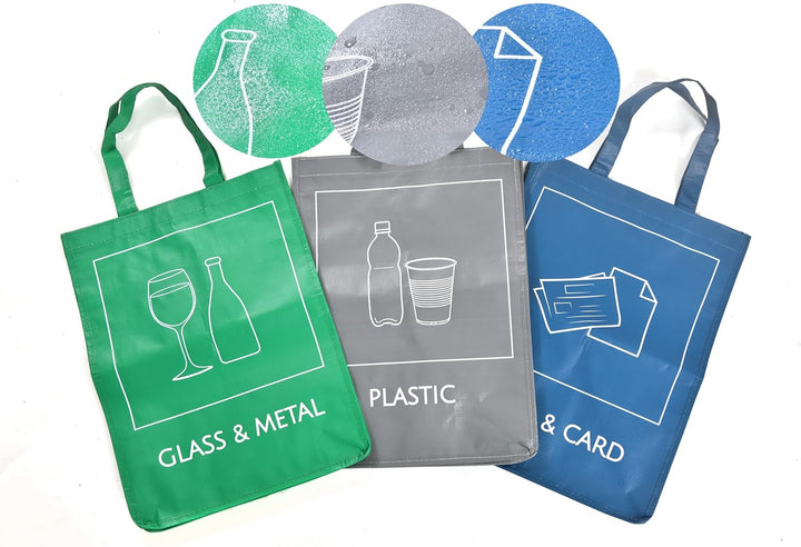 Wiederverwendbare Recycling-Taschen, 3er-Pack Innen- und Aussenbereich Mülltrennung, Wasserdichte Ab