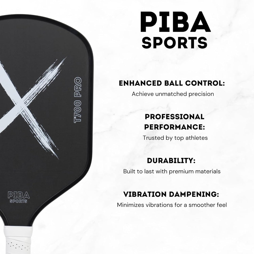 PRO Pickleball Schläger – T700 Carbon, 16mm Honeycomb, Angeraute Oberfläche für Top Spin, Verlängert