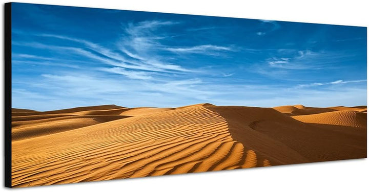 Paul Sinus Art Panoramabild auf Leinwand und Keilrahmen 150x50cm Afrika Wüste Sanddünen Wolkenschlei