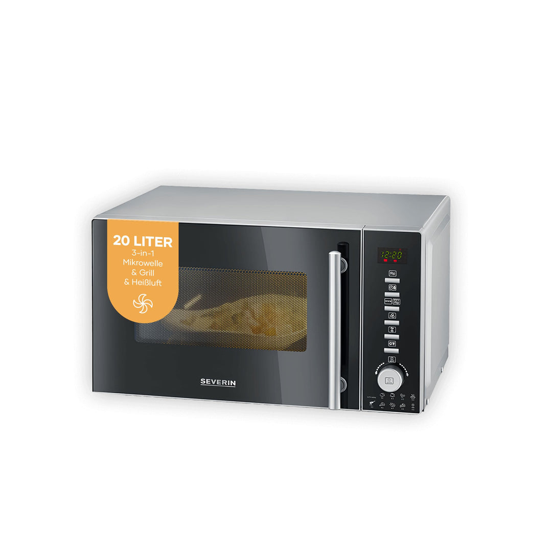 SEVERIN 3-in-1 Mikrowelle mit Grill und Heissluftfunktion, Minibackofen mit 10 Leistungsstufen, mult