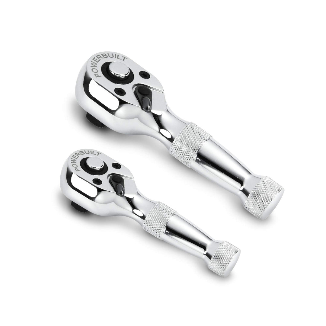 Powerbuilt 640927 1/4-Zoll und 3/8 Zoll Stubby Ratchet Set, 2-teilig