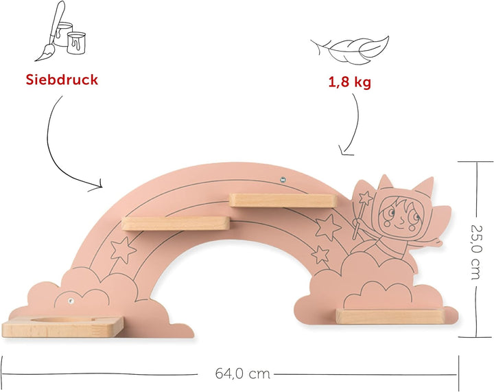 tonies Regal Hinter dem Regenbogen, Regal für Toniebox und Figuren, mittelgrosses Regal in Feenrosa