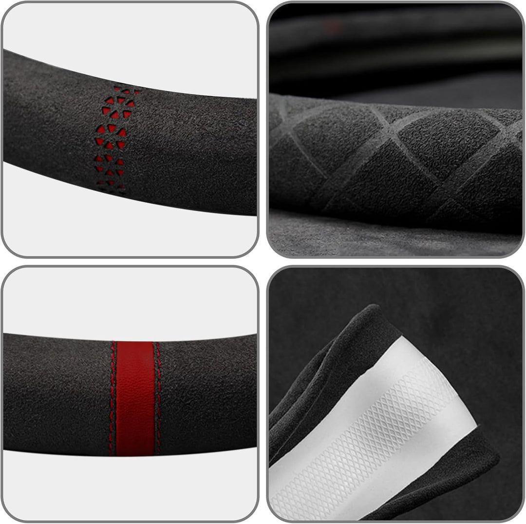 Ergocar D-Form Auto Lenkradbezug Rutschfester Auto Sport Lenkradschutz Mikrofaser Wildleder Winter W