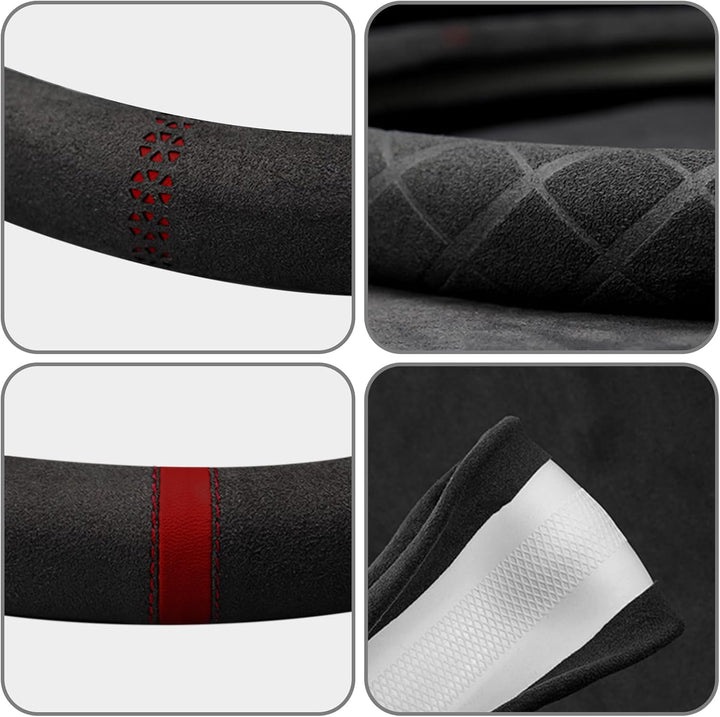 Ergocar D-Form Auto Lenkradbezug Rutschfester Auto Sport Lenkradschutz Mikrofaser Wildleder Winter W