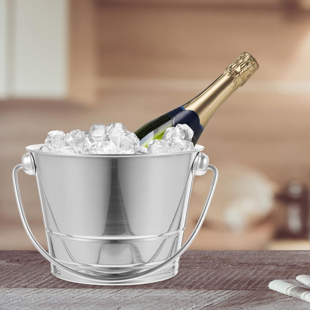 Edelstahl Eimer 1L – Robuster Metall Eimer Mit Tragegriff - Ideal Als Eiskübel Oder Wein Kühler Für