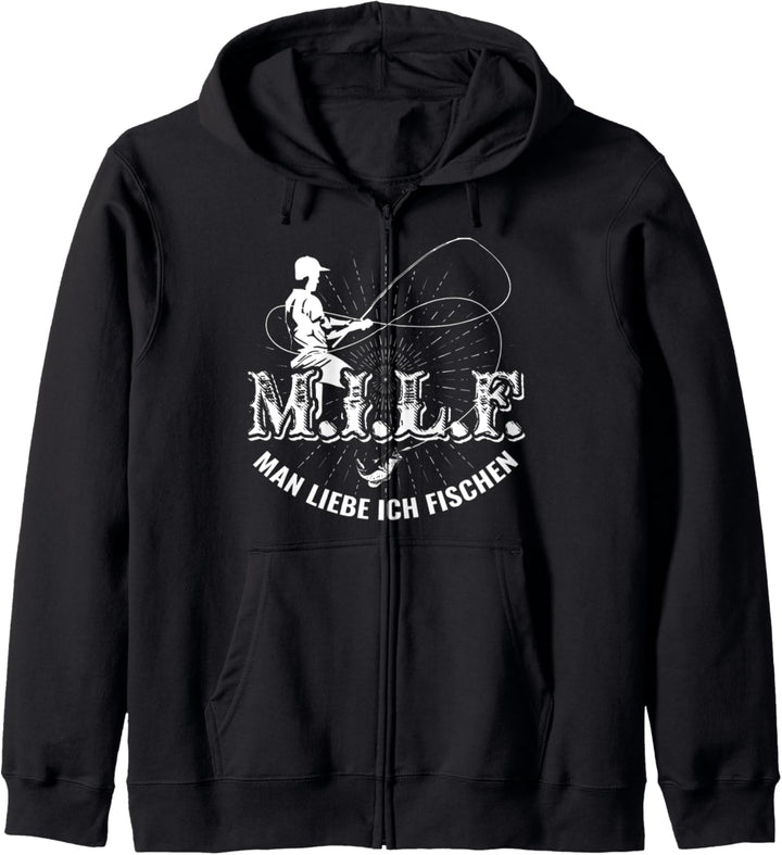 MILF Man liebe ich fischen Hecht Mann Fishing Angler Carp Kapuzenjacke