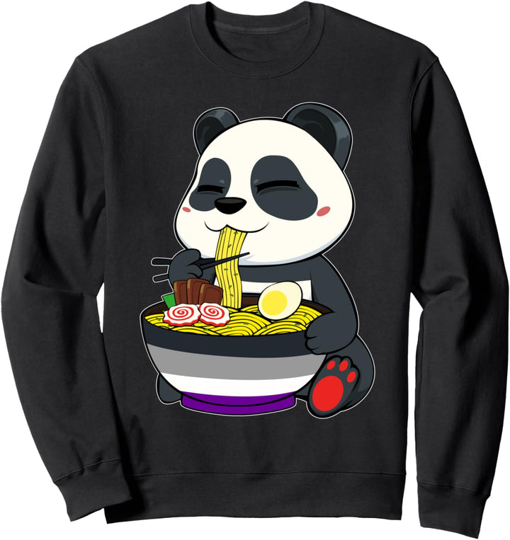 Asexueller Panda Eating Ramen LGBT-Q Cool Asexuality Ace Pride Sweatshirt