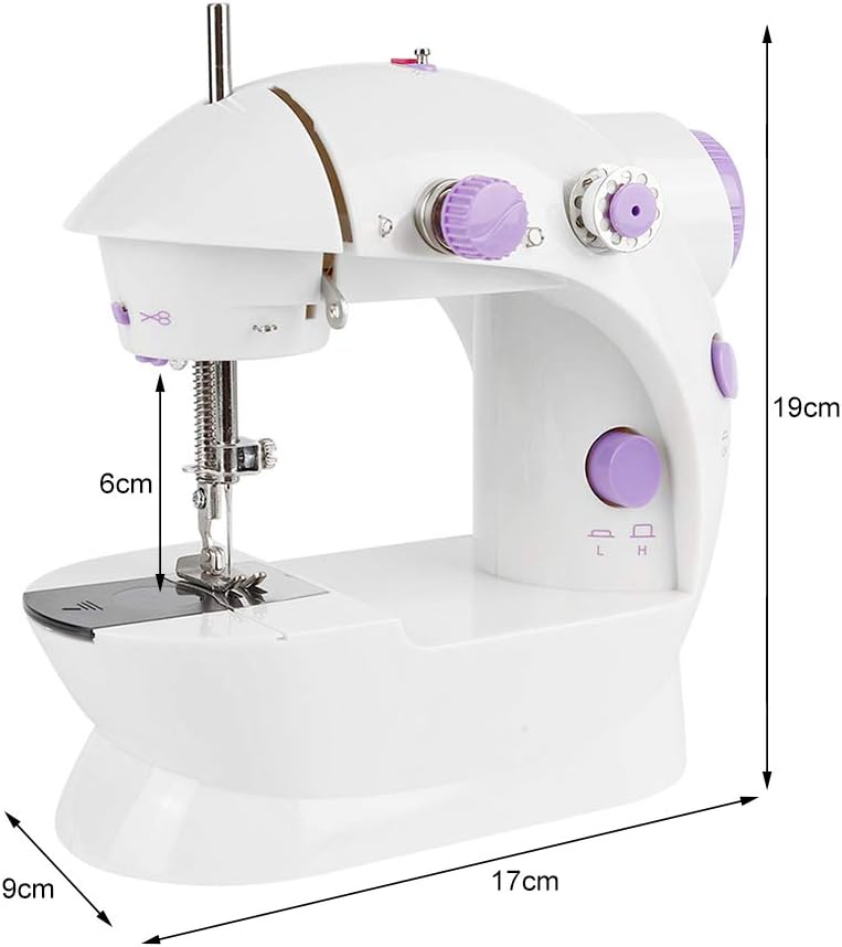 Elektrische Mini-Nähmaschine mit 2 Geschwindigkeiten und Fusspedal, Automatisches Nähset mit 2 Garns