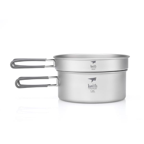 Keith Unisex-Adult 2-Piece Titanium Pot and PAN Cook Set, Grey, One Size