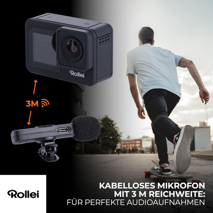 Rollei Actioncam D6Pro - 5K-Video, 2,2" IPS-Touchscreen, Wasserdichtes Gehäuse bis zu 30 m, 6-Achsen