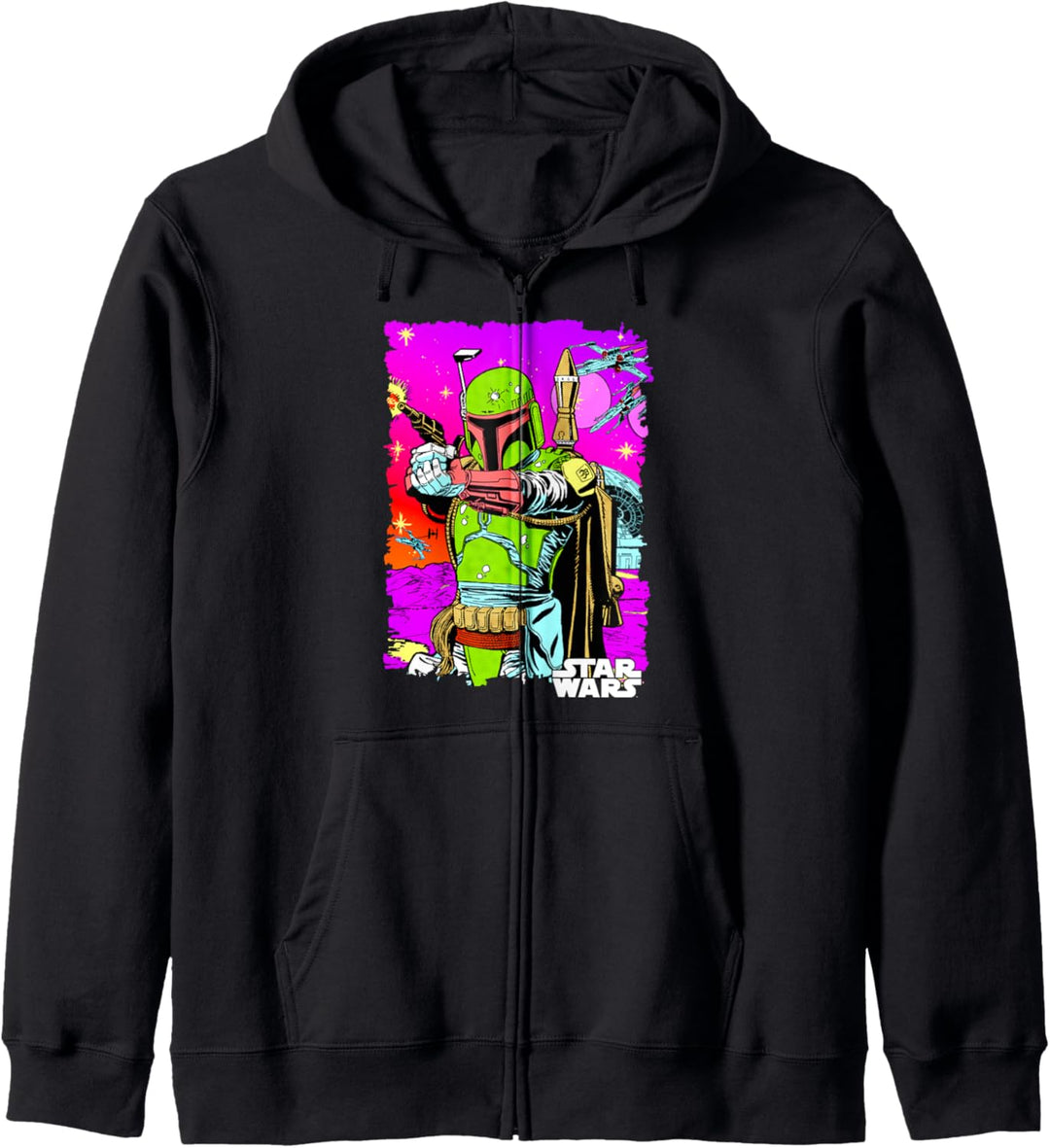 Star Wars Boba Fett Vibrant Neon Comic Cutout Kapuzenjacke
