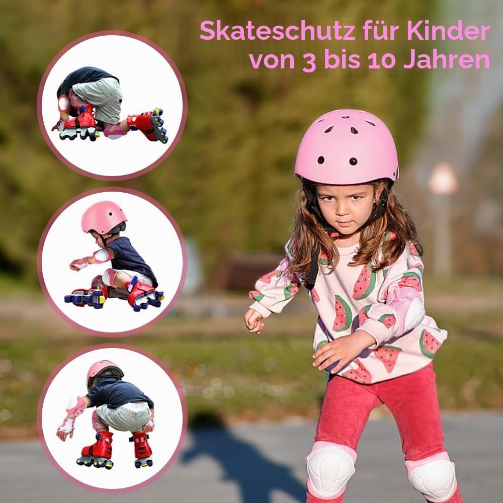 NICEWAT Knieschoner Kinder Set,Knieschoner Kinder 7 in 1 Set,Kinderhelm 3-7 Jahre,Skateboard Helm Ki