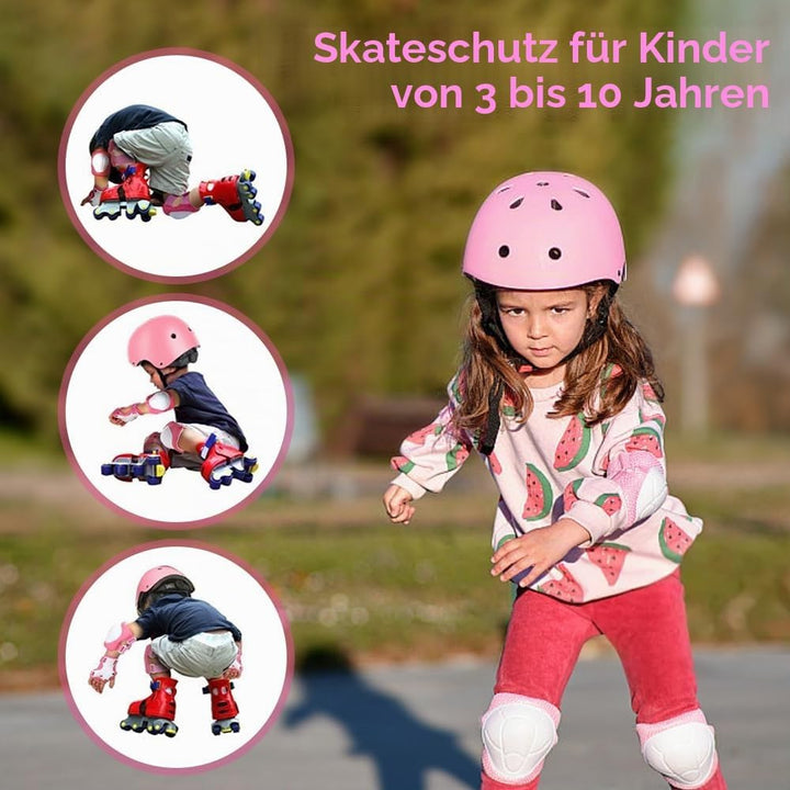 NICEWAT Knieschoner Kinder Set,Knieschoner Kinder 7 in 1 Set,Kinderhelm 3-7 Jahre,Skateboard Helm Ki