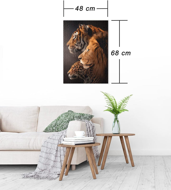 Ulmer Puzzleschmiede - Puzzle The Big Three“ - Imposantes Raubkatzen-Motiv mit Tiger, Löwe und Leopa
