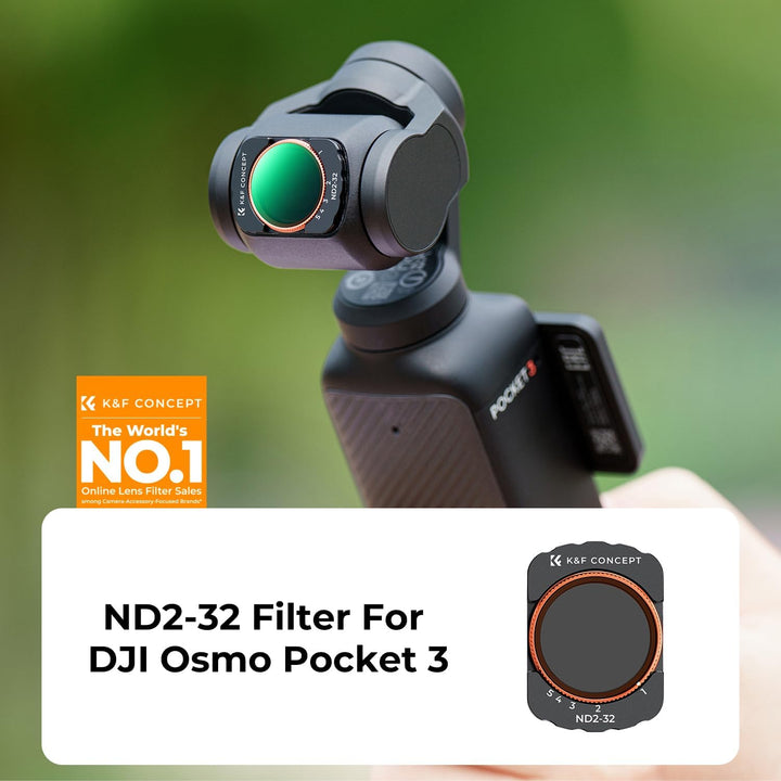 K&F Concept OSMO Pocket 3 ND Filter, Magnetischer Variabler ND Filter ND2-ND32, 1-5 Blendenstufen Gr