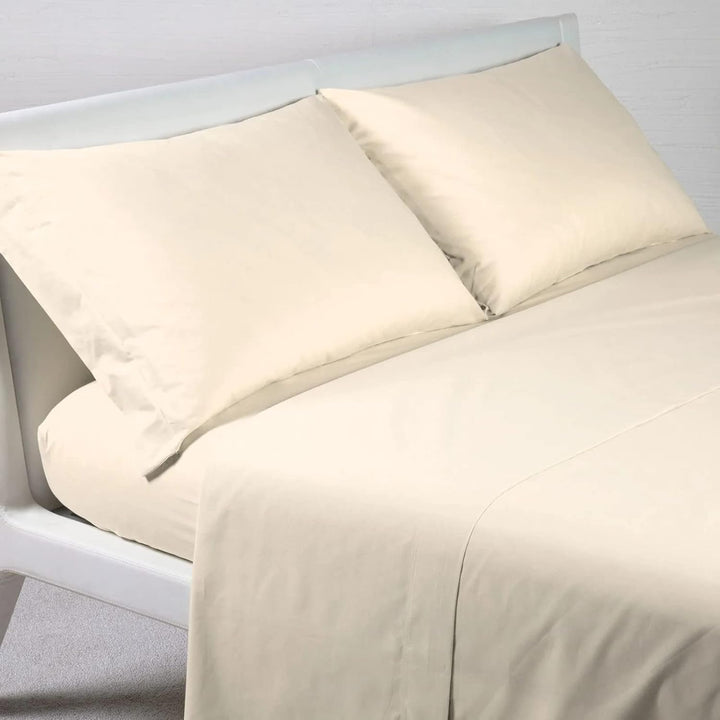 Caleffi - Bettwäsche-Set aus Baumwolle, einfarbig, für Doppelbett, Elfenbein 160 x 190 cm Elfenbein,