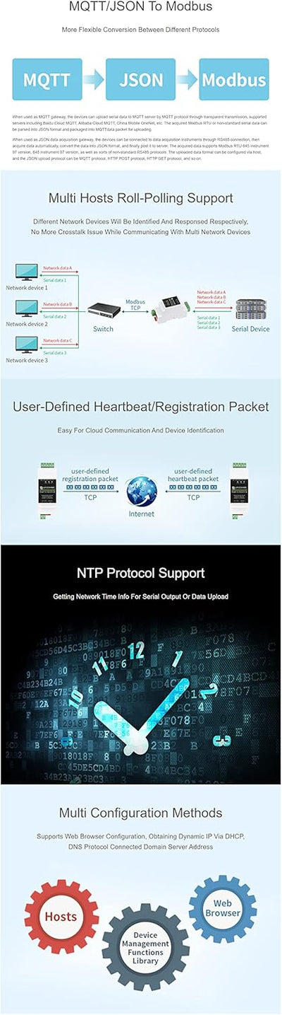 Industrial RS485 to RJ45 Ethernet Serial Server, Support POE Ethernet Port Power Supply, Electrical