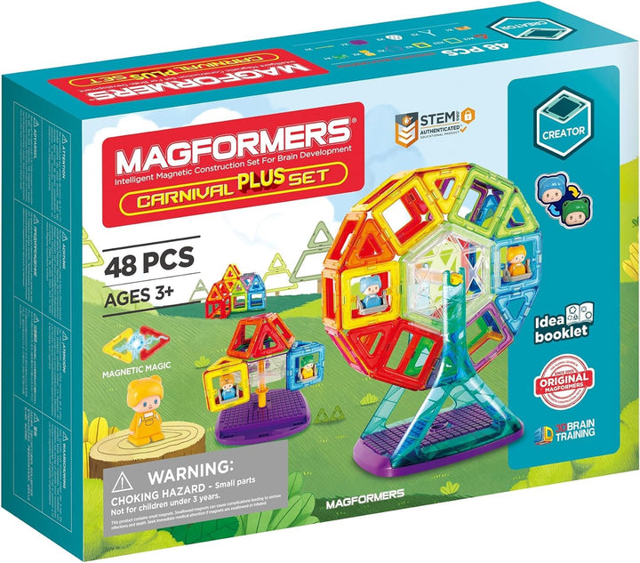 Magformers Carnival Plus 48-Piece Magnetic Construction Set. Makes Fairground Rides with Magnetic Pi