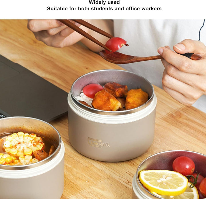 TOPINCN Isolierter Lunchbehälter aus Edelstahl 304 mit Thermobeutel, Versiegelte Lunchbehälter für L