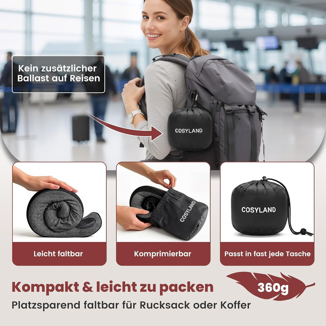 COSYLAND Nackenkissen Flugzeug & Auto - 360° Support Memory Foam Reisekissen Verstellbar - Ergonomis