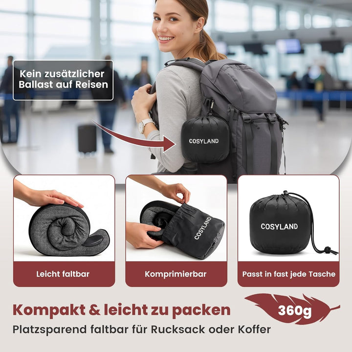 COSYLAND Nackenkissen Flugzeug & Auto - 360° Support Memory Foam Reisekissen Verstellbar - Ergonomis