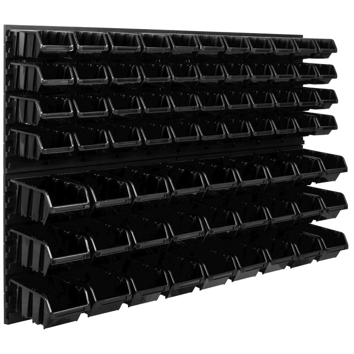 Lagersystem Werkstattregal | 115 x 78 cm | 71 stck. Box | Wandregal mit Stapelboxen - Wandplatten Ex