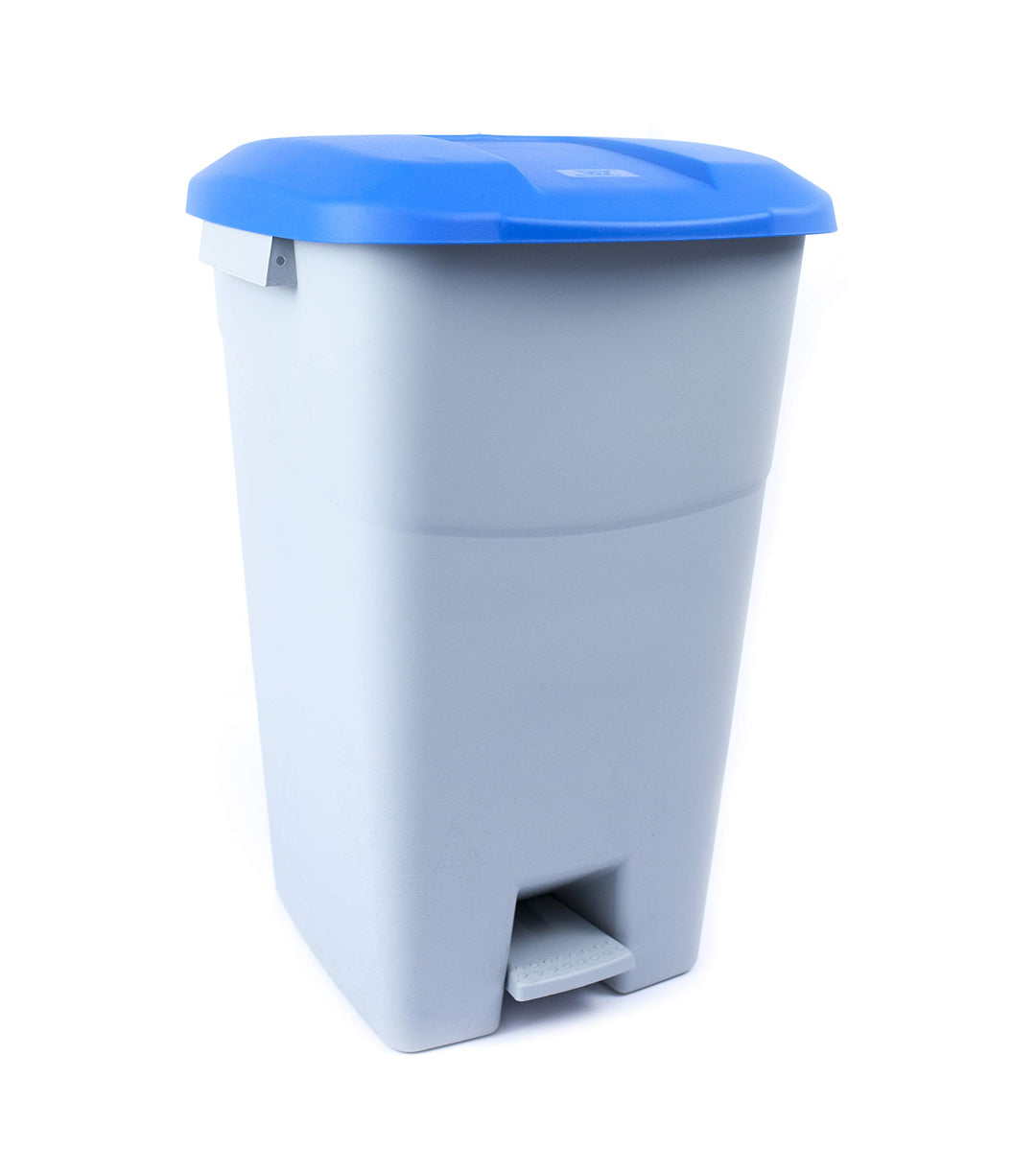 Tayg - 60 Liter Abfallbehälter mit Pedal, grauem Boden und blauem Deckel Graue Basis Abdeckung, Blau