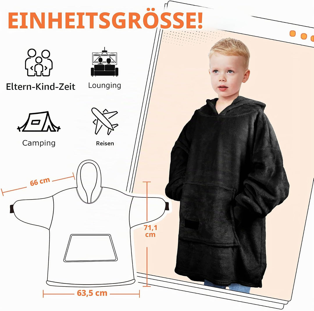 Catalonia Classy Kinder Hoodie Decke, übergrosse Kuschel Hoodie Kinder, Mädchen Jungen Kuschel Fleec