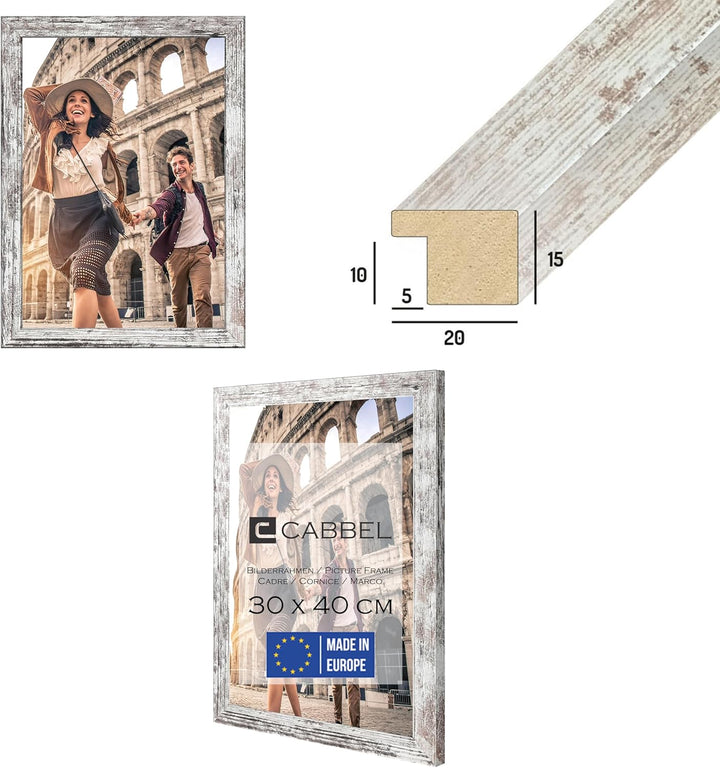 CABBEL 3er Set Bilderrahmen 30x40 cm MDF Holz-Rahmen mit bruchsicherem Acrylglas, ideal für Poster,