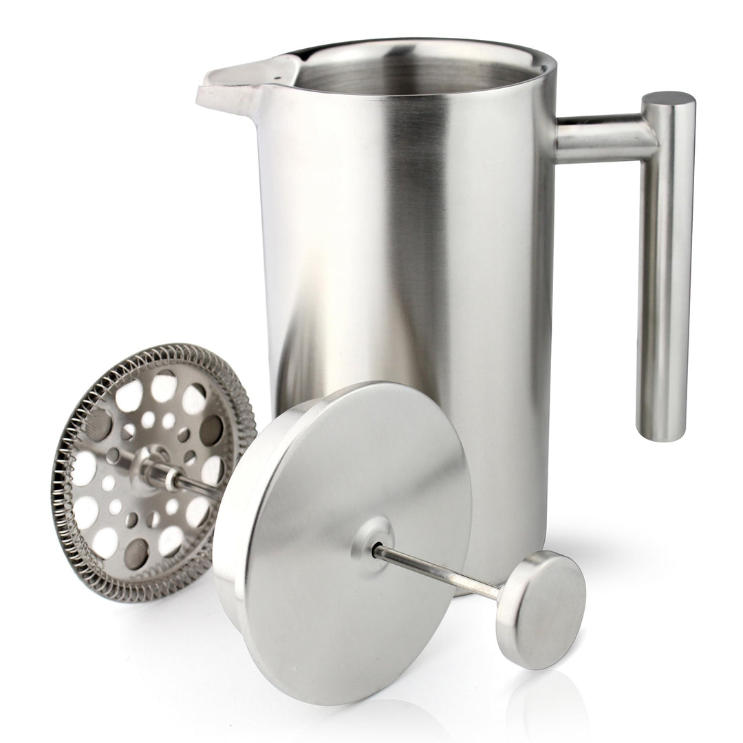 Grunwerg Double Wall Straight Sided Cafetiere, 8 Cup 1L Satiniert, 1L Satiniert