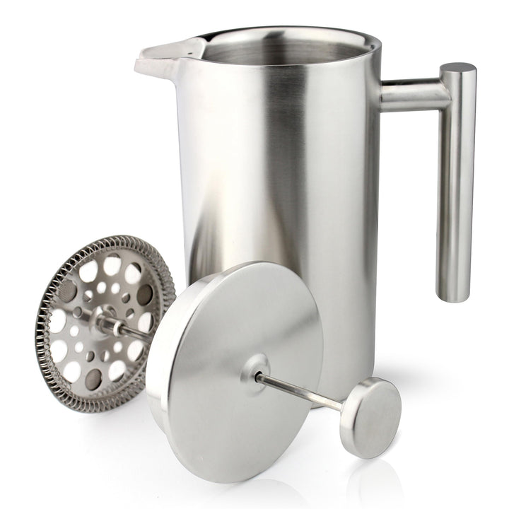 Grunwerg Double Wall Straight Sided Cafetiere, 8 Cup 1L Satiniert, 1L Satiniert