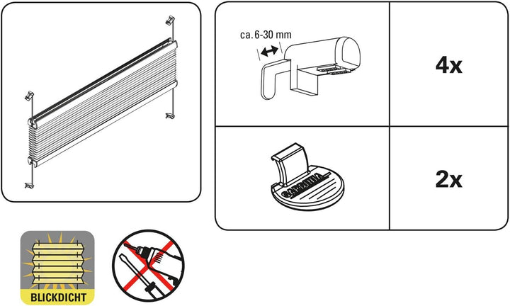 GARDINIA EASYFIX Plissee ohne Bohren, Zum Klemmen, Blickdichtes Falt-Rollo, Inkl. aller Montage-Teil