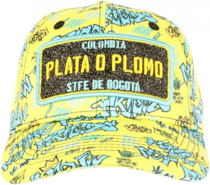 Kappe Plata o Plomo, gelb und blau, Strass, modisch, Colombia, Baseball – Grösse: Einheitsgrösse – F