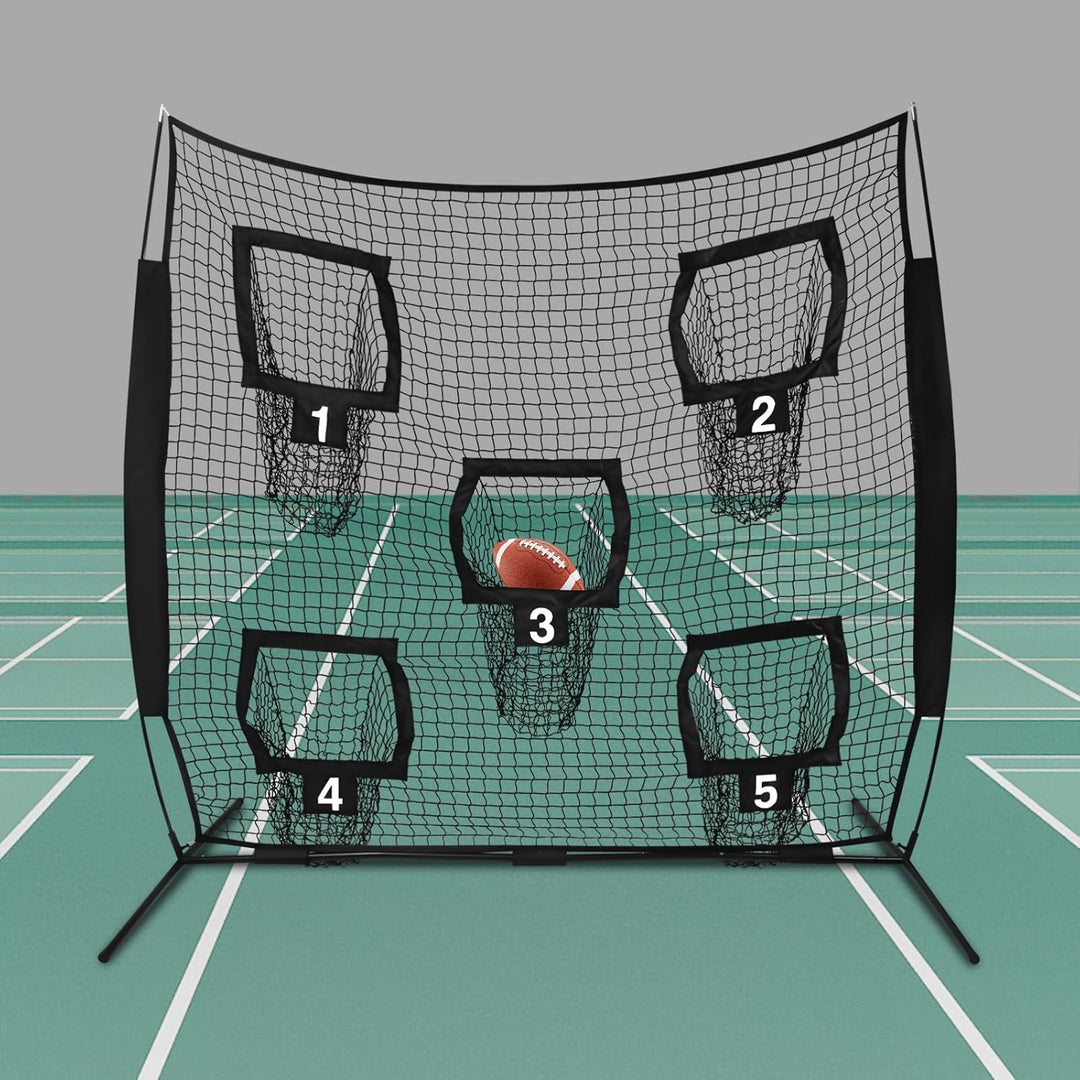 Rugby Wurfnetz, Rugby Wurfnetz mit 5 Zieltaschen, Fussballtrainer-Wurfnetz, Trainings-Wurfziel-Übung
