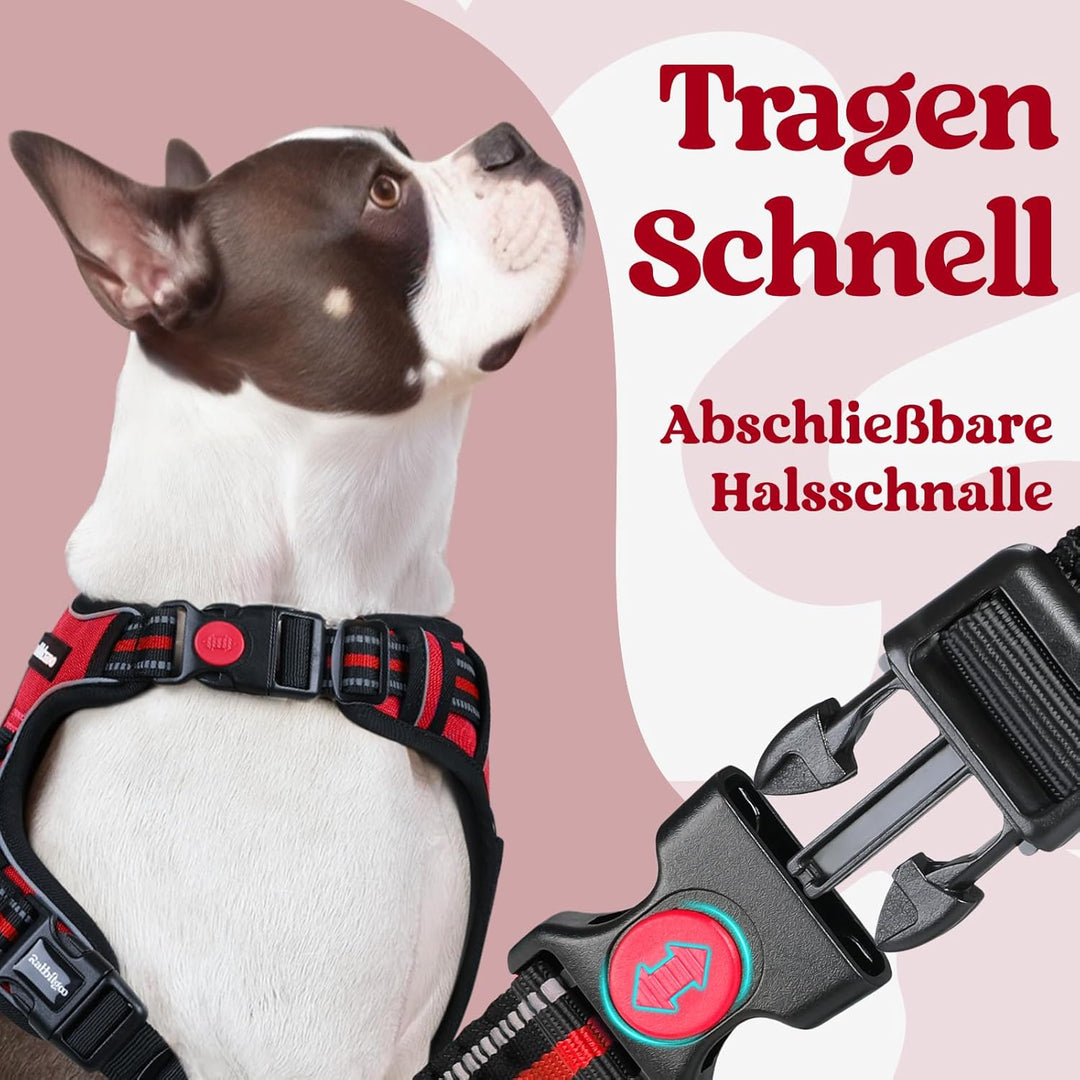 rabbitgoo Hundegeschirr Grosse Hunde, Verstellbare Geschirr Hund ohne Zug & Würgen, Anti Zug Hundege