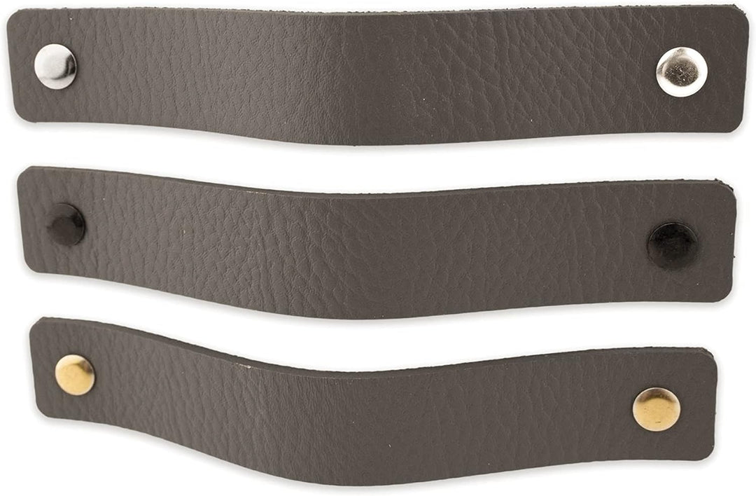 Brute Strength - Ledergriffe für Möbel - Dunkelgrau - 6 Stück - 16,5 x 2,5 cm - Schrankgriff, Türgri
