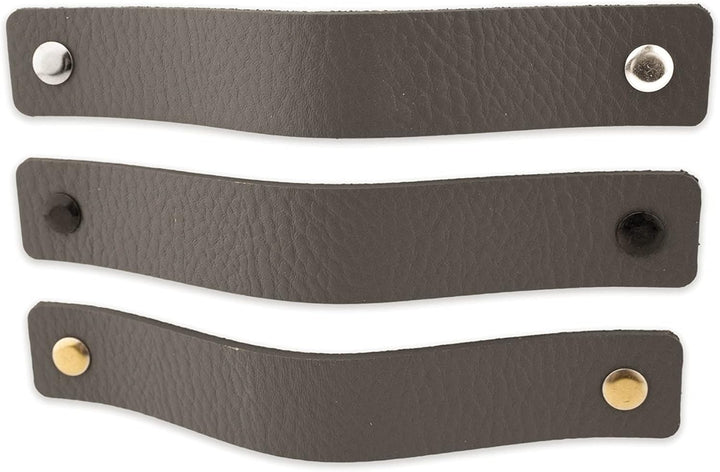 Brute Strength - Ledergriffe für Möbel - Dunkelgrau - 12 Stück - 16,5 x 2,5 cm - Schrankgriff, Türgr