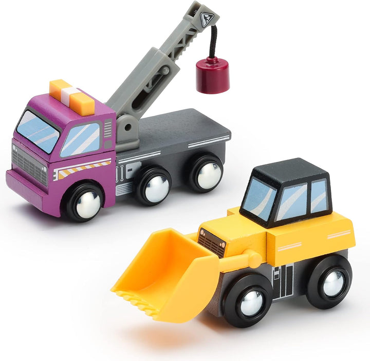 SainSmart Jr. Holzfahrzeuge Set (10 Stück), Spielzeug Autos mit Feuerwehr, Polizei, Krankenwagen &amp; B