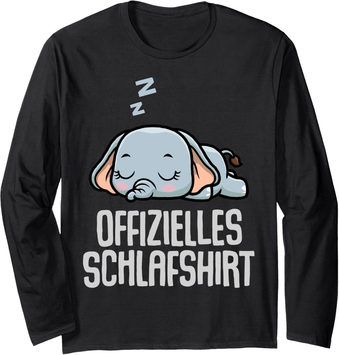 Offizielles Schlafshirt Pyjama Nachthemd Elefant Geschenk Langarmshirt