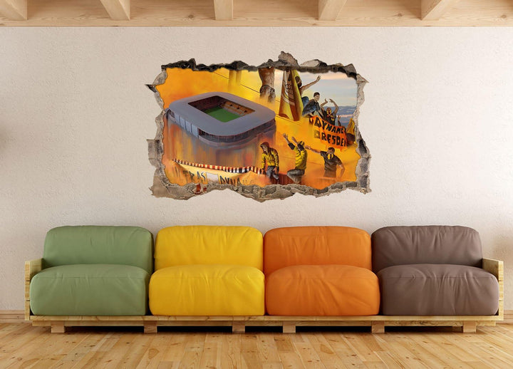 Ultras Dresden und Stadion, 3D Wandsticker Format: 92x62cm, Wanddekoration