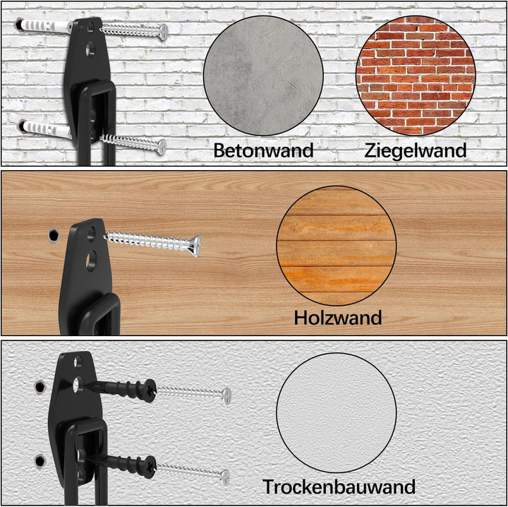 3-H 4 Stück Wandhaken Garage Haken Schwerlast Doppelhaken Garage Storage Hooks, Wand Gerätehaken Sch