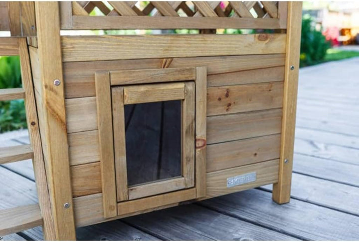 Kerbl Katzenhaus Lodge, 77 x 50 x 73 cm, 82790, Holz/Braun, Holz/Braun