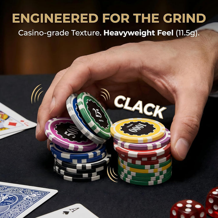 Poker-Set mit Wertigkeiten, 100 Stück 11,5-Gramm nummerierte Chips in Kartonverpackung von $1 bis $5